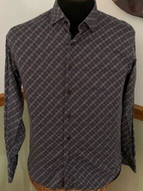 Luchiano Visconti Geometric Print Long Sleeve Buttoned Shirt Medium
